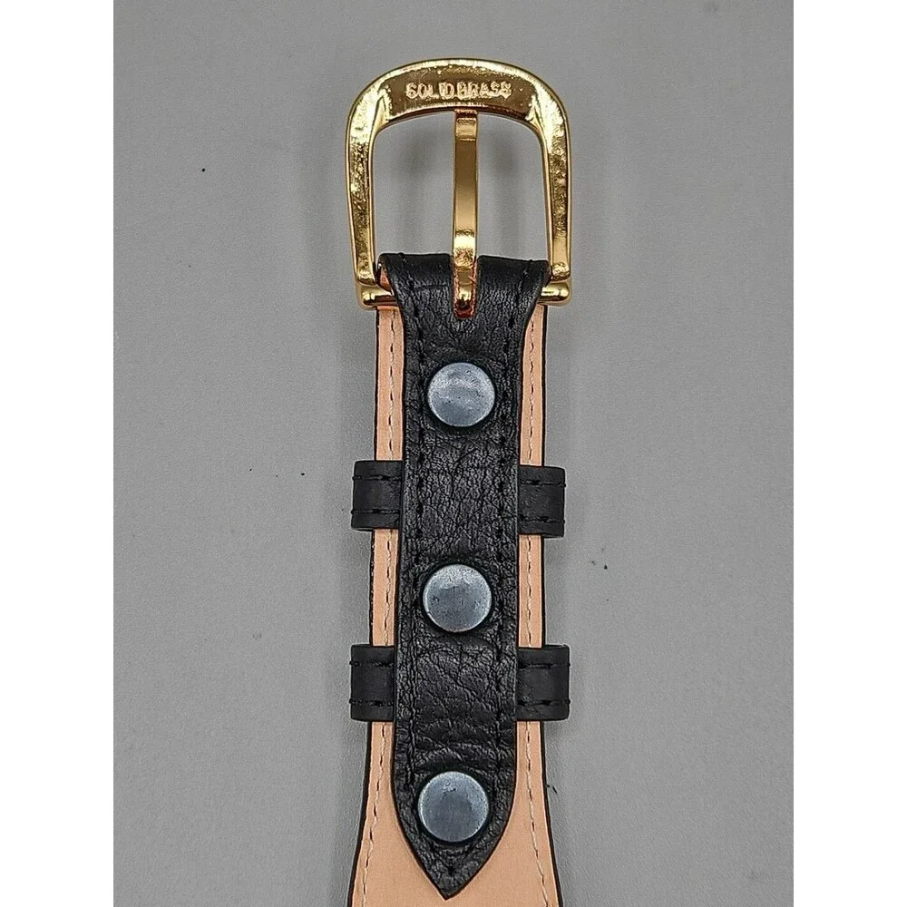 Hand Crafted Shrunken Bull Black Crescent Leather Belt 35 USA Made 1-1/4